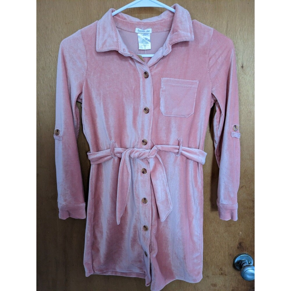 NWT Forever Me Girl's Mauve Pink Button-Down Corduroy Dress Scrunchie Size 8